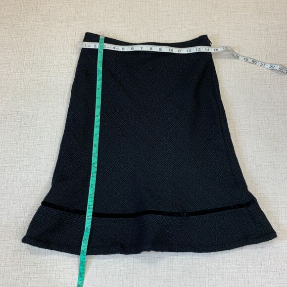 Gap Tweed Wool Blend Skirt Womens 0 Black Textured Knee Length A Line Side Zip - Picture 4 of 11